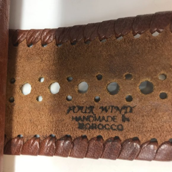 Shoulder Bag Two Handle Brown Leather Southwestern Concho Handmade Morocco - Picture 11 of 15